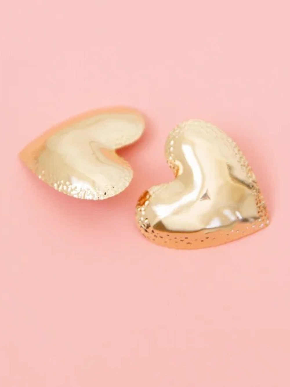 Bliss Gold Hammered Heart Stud Earrings